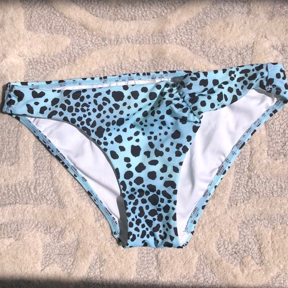 VICTORIA’S SECRET Aqua Leopard Print Bikini Bottom - Picture 1 of 3